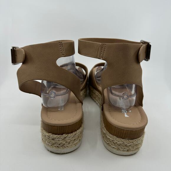 Cushionaire Sandal Wmns 11 Brown Miranda Faux Leather Platform Wedge Espadrilles - Picture 4 of 9